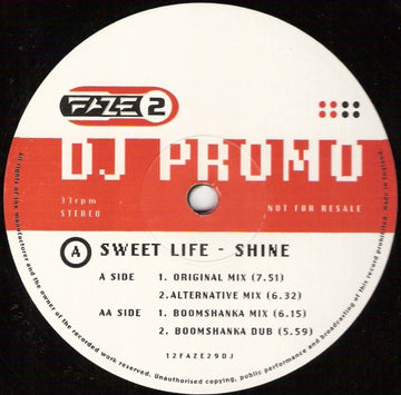 Sweet Life : Shine (12", Promo)