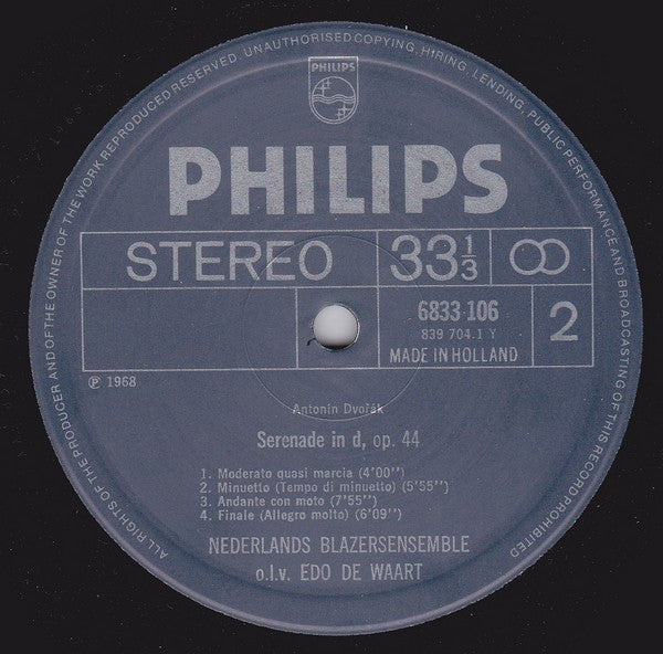 Nederlands Blazers Ensemble : Briljante Serenades: Het Nederlands Blazers Ensemble Speelt Dvořák En Mozart (LP, Comp, RP)