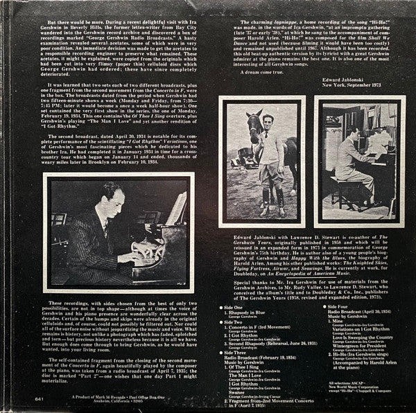 George Gershwin : Gershwin By Gershwin (2xLP, Comp)