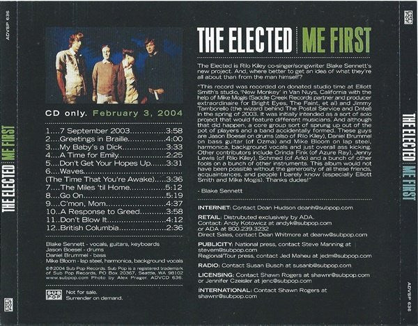 The Elected : Me First (CD, Album, Promo)