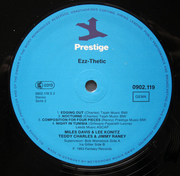 Lee Konitz & Miles Davis, Teddy Charles & Jimmy Raney : Ezz-thetic (LP, Comp, RE)
