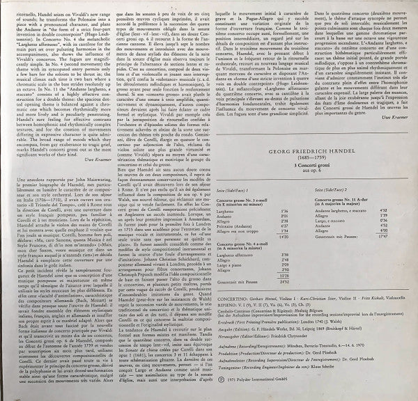 Georg Friedrich Händel — Münchener Bach-Orchester, Karl Richter : 3 Concerti Grossi Op. 6 Nos. 3, 4, 11 (LP, Album, Gat)