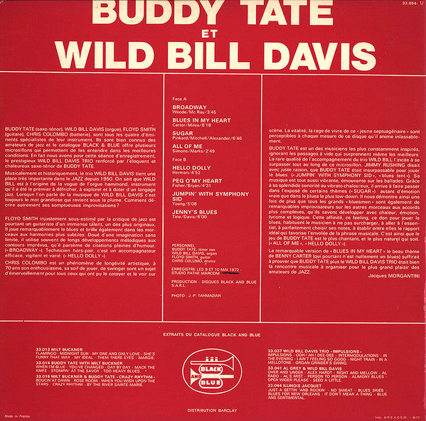Buddy Tate Et Wild Bill Davis : Buddy Tate Et Wild Bill Davis (LP, Album)