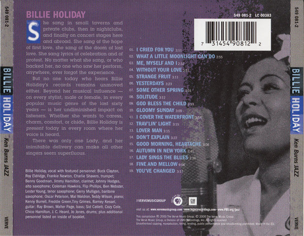 Billie Holiday : Ken Burns Jazz (CD, Comp)