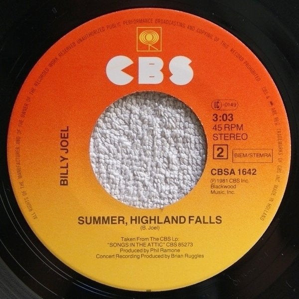 Billy Joel : Say Goodbye To Hollywood (7", Single)