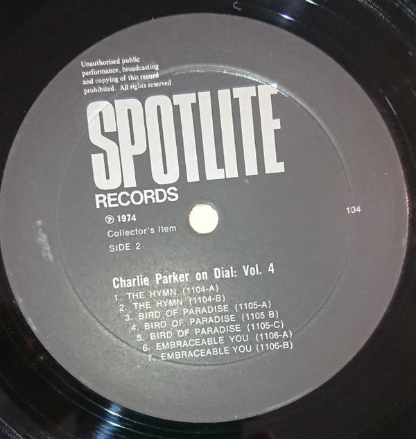 Charlie Parker : Charlie Parker On Dial Volume 4 (LP, Comp, Mono, RP)