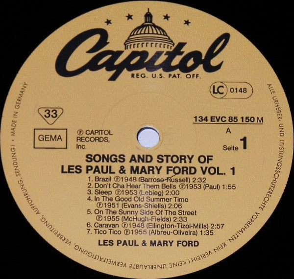 Les Paul & Mary Ford : Songs And Story Of Les Paul & Mary Ford Vol. 1 (2xLP, Comp, Mono, Gat)
