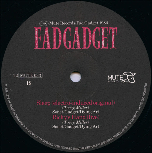 Fad Gadget : One Man's Meat (Remix) (12", Single)
