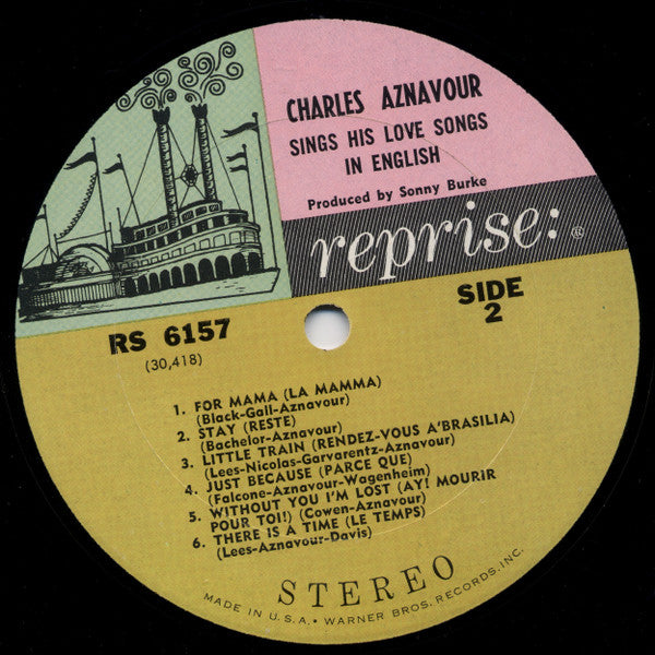 Charles Aznavour : His Love Songs In English (LP)