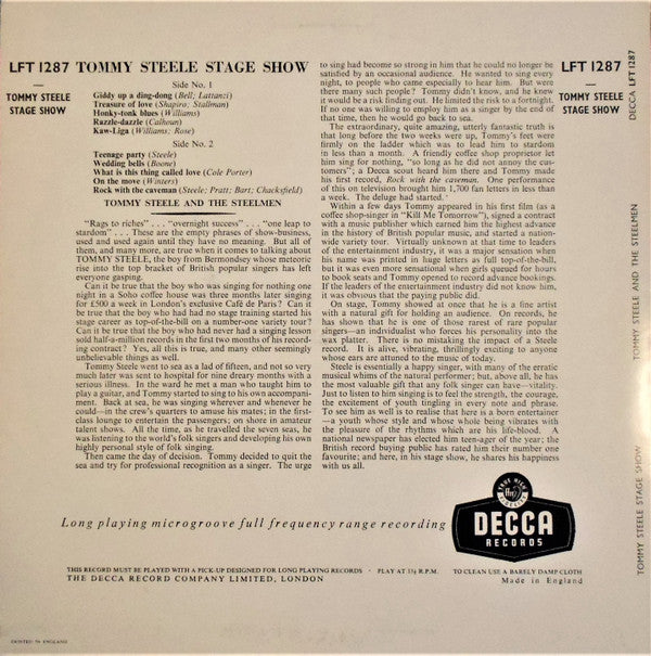 Tommy Steele : Tommy Steele Stage Show (10", RE)