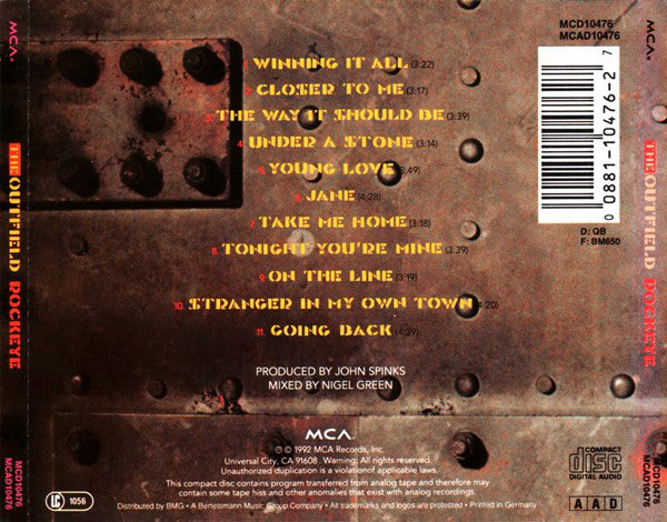 The Outfield : Rockeye (CD, Album)