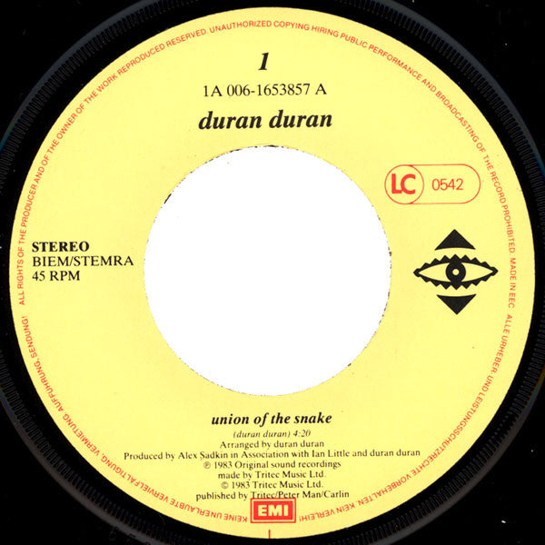 Duran Duran : Union Of The Snake (7", Single, Ltd + Flexi, 6", S/Sided, Pic, Med)