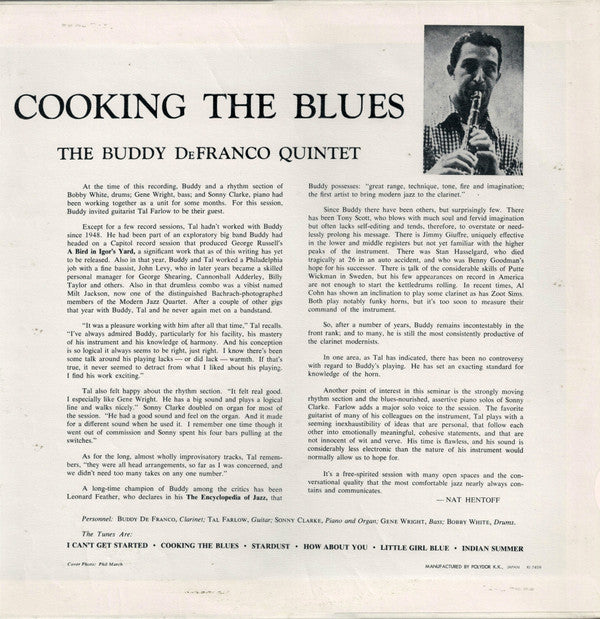 Buddy DeFranco Quintet : Cooking The Blues (LP, Album, Mono, RE)