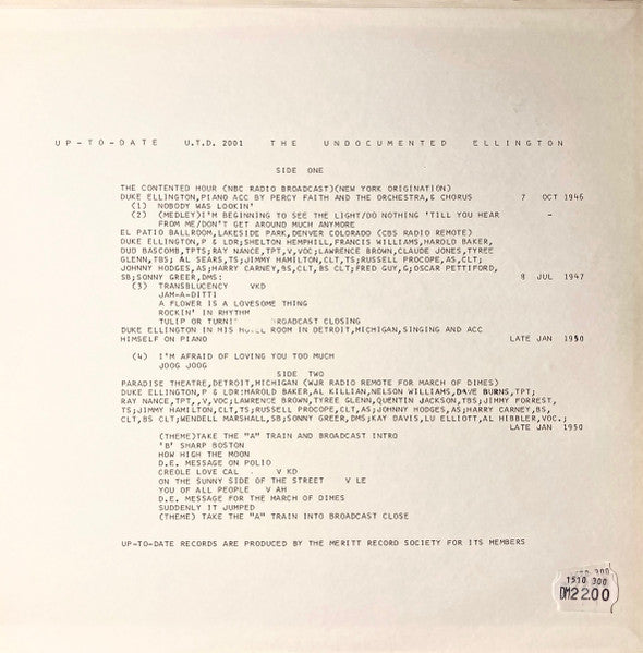 Duke Ellington : The Undocumented Ellington  (LP, Ltd)