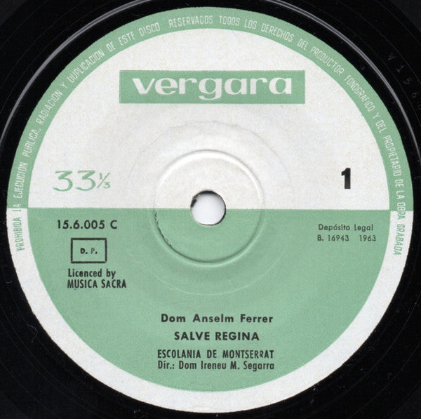 Escolania & Capella De Música Montserrat : Salve Regina (7", Single)