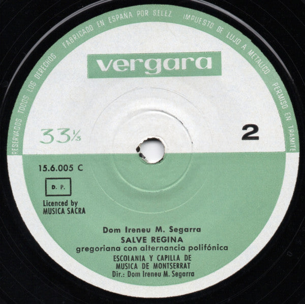 Escolania & Capella De Música Montserrat : Salve Regina (7", Single)