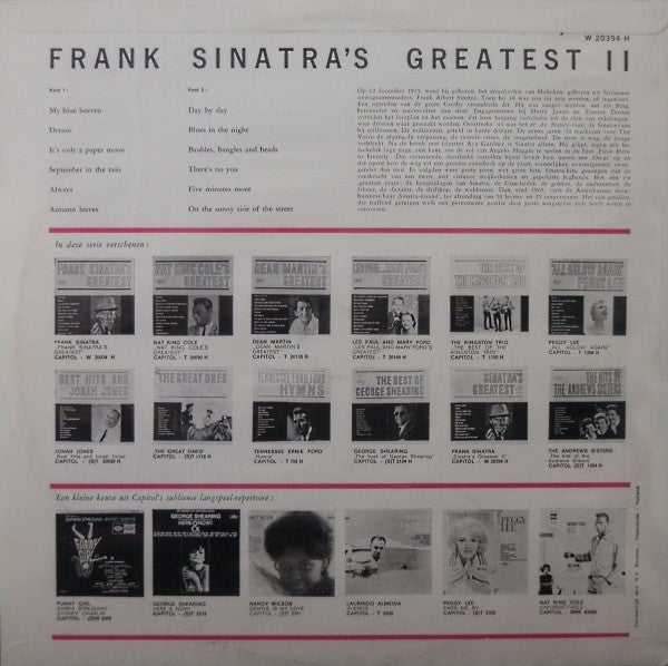 Frank Sinatra : Sinatra's Greatest - 2 (LP, Comp, Mono)