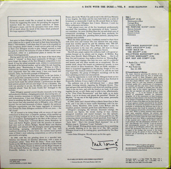 Duke Ellington And His Orchestra : A Date With The Duke Vol. 8 (LP, Mono)