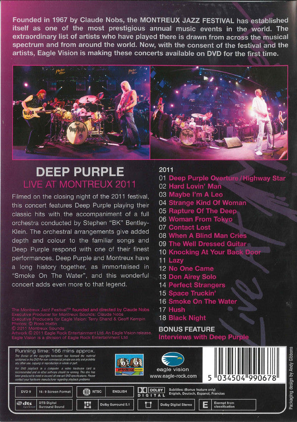 Deep Purple With Die Neue Philharmonie Frankfurt : Live At Montreux 2011 (DVD-V, Album, Multichannel, NTSC)