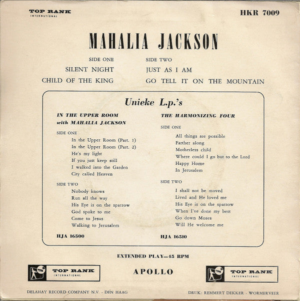 Mahalia Jackson : Mahalia Jackson (7", EP)
