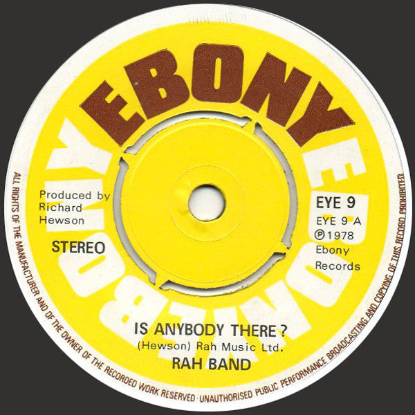 RAH Band : Is Anybody There? (7")