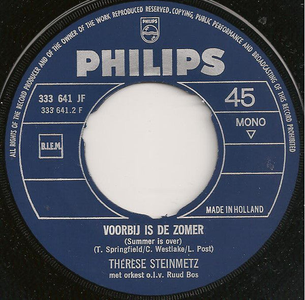 Thérèse Steinmetz : Speel 't Spel / Voorbij Is De Zomer (7", Single, Mono)