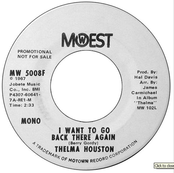 Thelma Houston : I Want To Go Back There Again (7", Single, Mono, Promo)