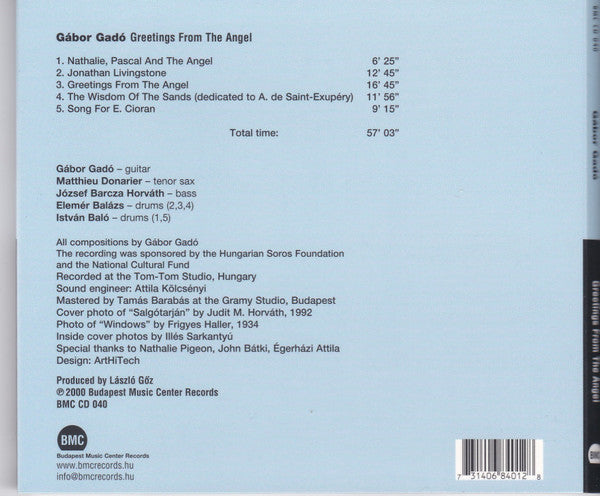 Gábor Gadó : Greetings From The Angel (CD, Album)