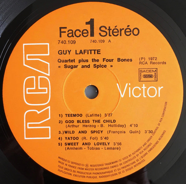 Guy Lafitte + The Four Bones : Sugar And Spice (LP)