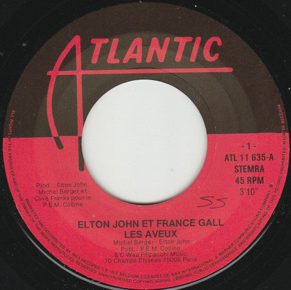 Elton John & France Gall : Les Aveux / Donner Pour Donner (7", Single)