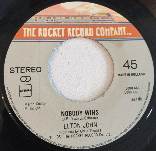 Elton John : Nobody Wins (7")