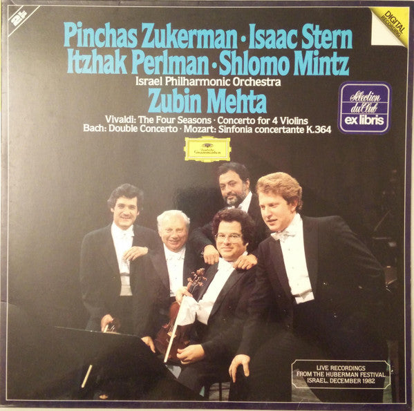 Pinchas Zukerman • Isaac Stern, Itzhak Perlman • Shlomo Mintz, Israel Philharmonic Orchestra, Zubin Mehta, Antonio Vivaldi / Johann Sebastian Bach / Wolfgang Amadeus Mozart : The Four Seasons · Concerto For 4 Violins / Double Concerto / Sinfonia Concertante K.364 (2xLP)