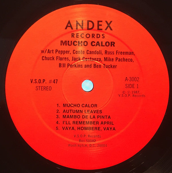Conte Candoli, Jack Costanzo, Chuck Flores, Russ Freeman, Mike Pacheco, Art Pepper, Bill Perkins, Ben Tucker : Mucho Calor (Much Heat) (LP, Album, RE)
