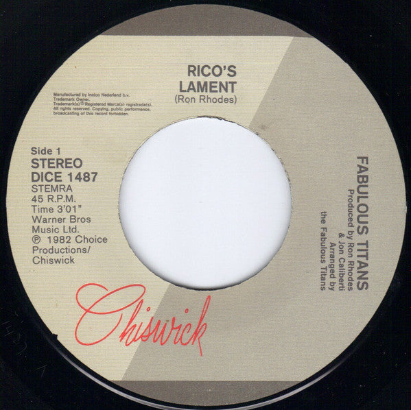 The Fabulous Titans : Rico's Lament (7", Single)