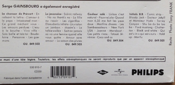 Serge Gainsbourg : Le Poinçonneur Des Lilas (LP, Comp, RE)