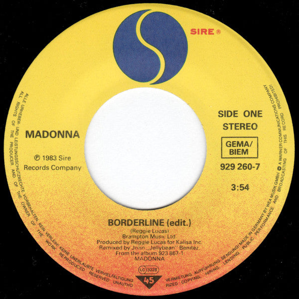 Madonna : Borderline (7", Single)