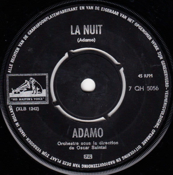Adamo : La Nuit / Le Barbu Sans Barbe (7", Single)