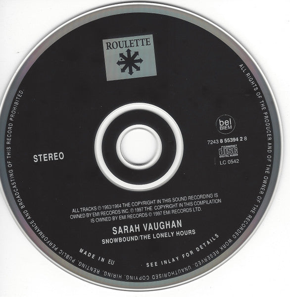 Sarah Vaughan : Snowbound/The Lonely Hours (CD, Comp, RM)