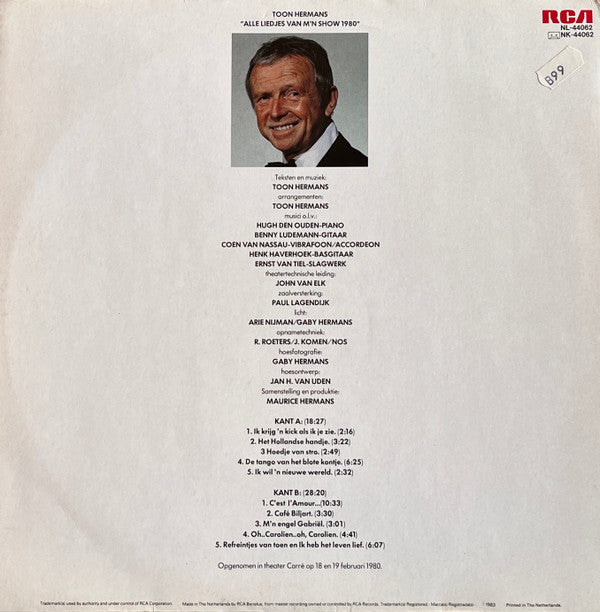 Toon Hermans : Alle  Liedjes Van M'n Show 1980 (LP, Album)