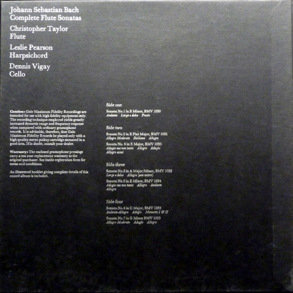 Johann Sebastian Bach / Chris Taylor (5), Leslie Pearson, Denis Vigay : Complete Flute Sonatas (2xLP + Box)