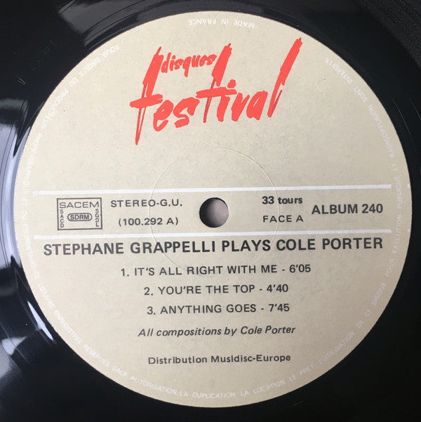 Stéphane Grappelli : Stephane Grappelli Plays Cole Porter (2xLP, Album)