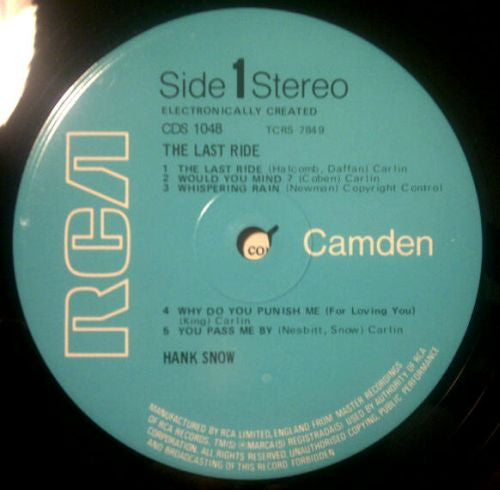Hank Snow : The Last Ride (LP, Comp, RE)