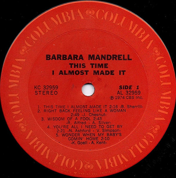 Barbara Mandrell : This Time I Almost Made It (LP, Album, Ter)