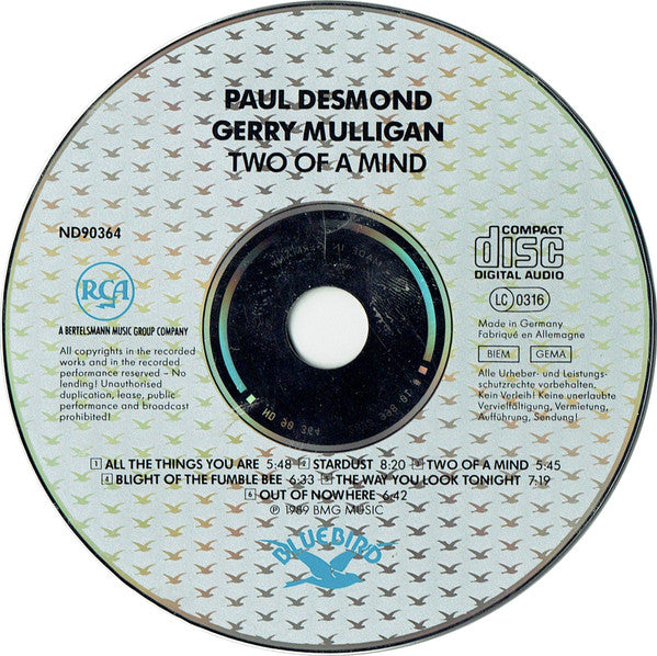 Paul Desmond - Gerry Mulligan : Two Of A Mind (CD, Album, Single, RE, RM, RP)