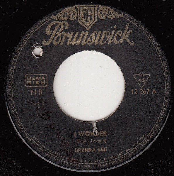 Brenda Lee : I Wonder (7", Single, Mono)