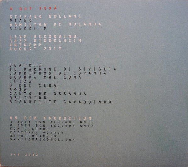 Stefano Bollani / Hamilton De Holanda : O Que Será (CD, Album)