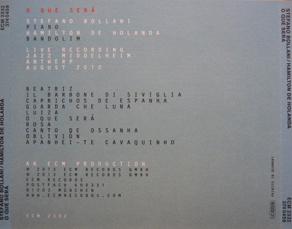 Stefano Bollani / Hamilton De Holanda : O Que Será (CD, Album)