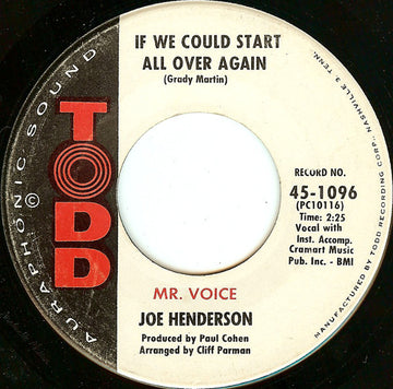 Joe Henderson (2) : If We Could Start All Over Again (7")