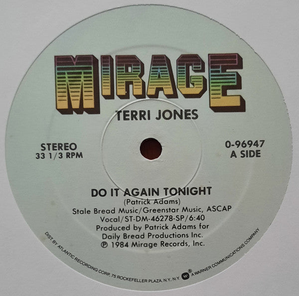 Terri Jones : Do It Again Tonight (12")