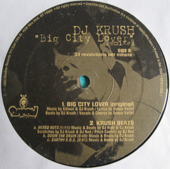 DJ Krush : Big City Lover (Exclusive U.S. Remixes) (12", Single, Bro)